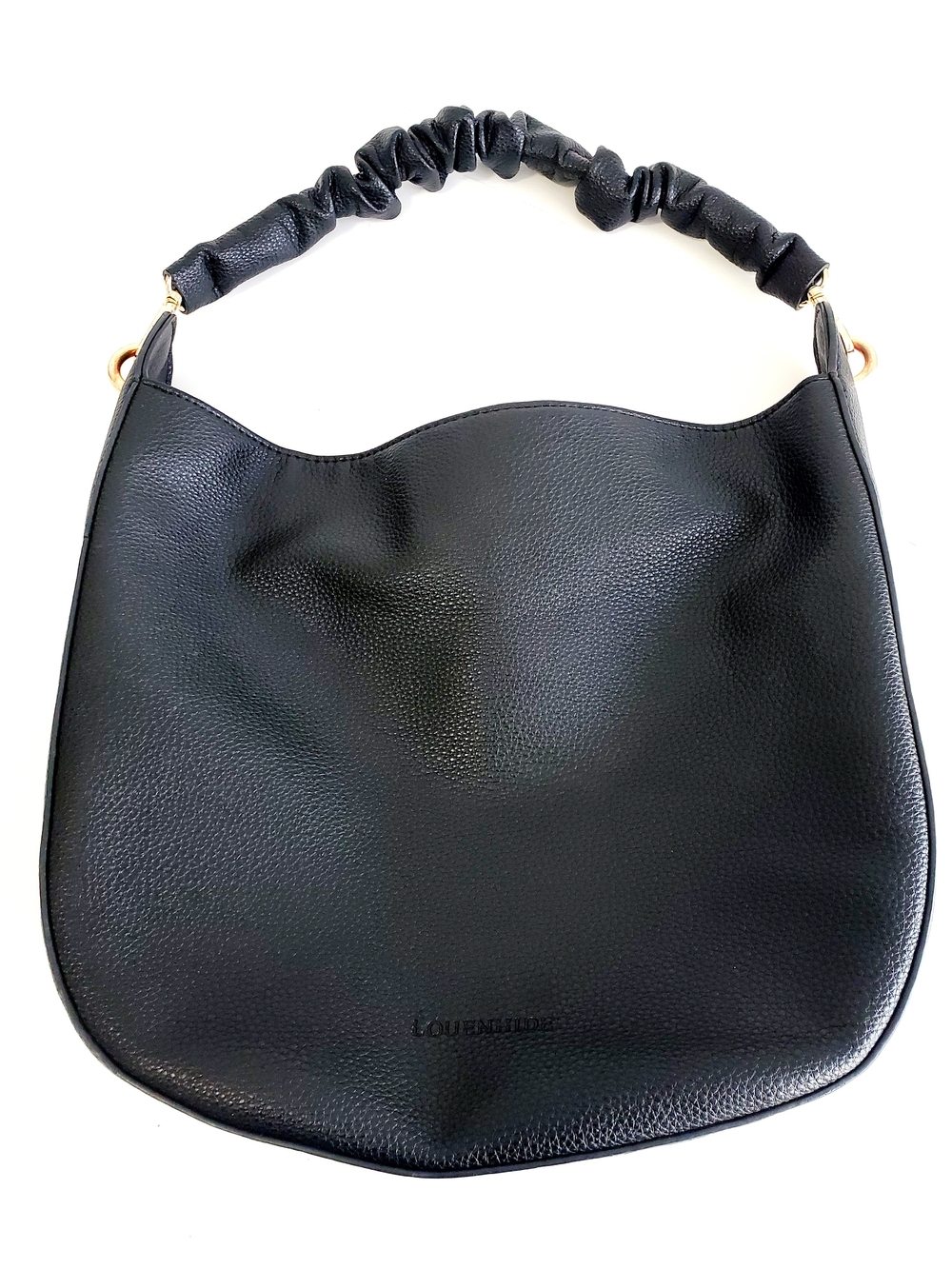Black Ruched Handle Hobo Shoulder Bag by LAURENTIDE